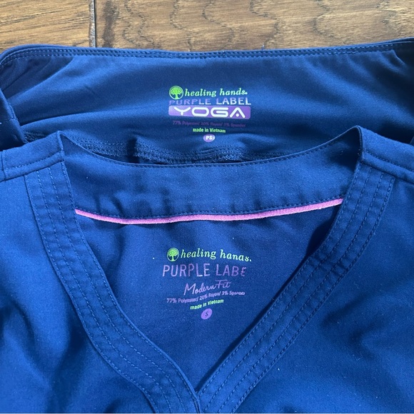 Healing Hands Purple Label Yoga Modern Fit Scrubs Set Top Bottom Small Petite - Picture 9 of 9